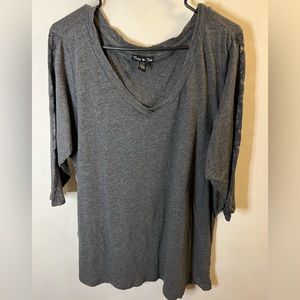 Gray 3/4 Sleeve with Lace Detail